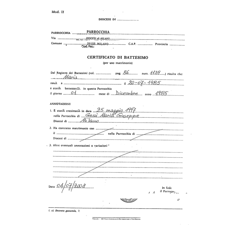 Il certificato di battesimo: un documento essenziale per l’uso matrimoniale